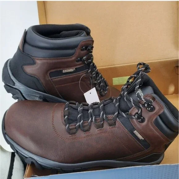 KhombuBoots Men's 8 Leather Outdoor Winter Rugged Lug Weatherproof Snow Shoes